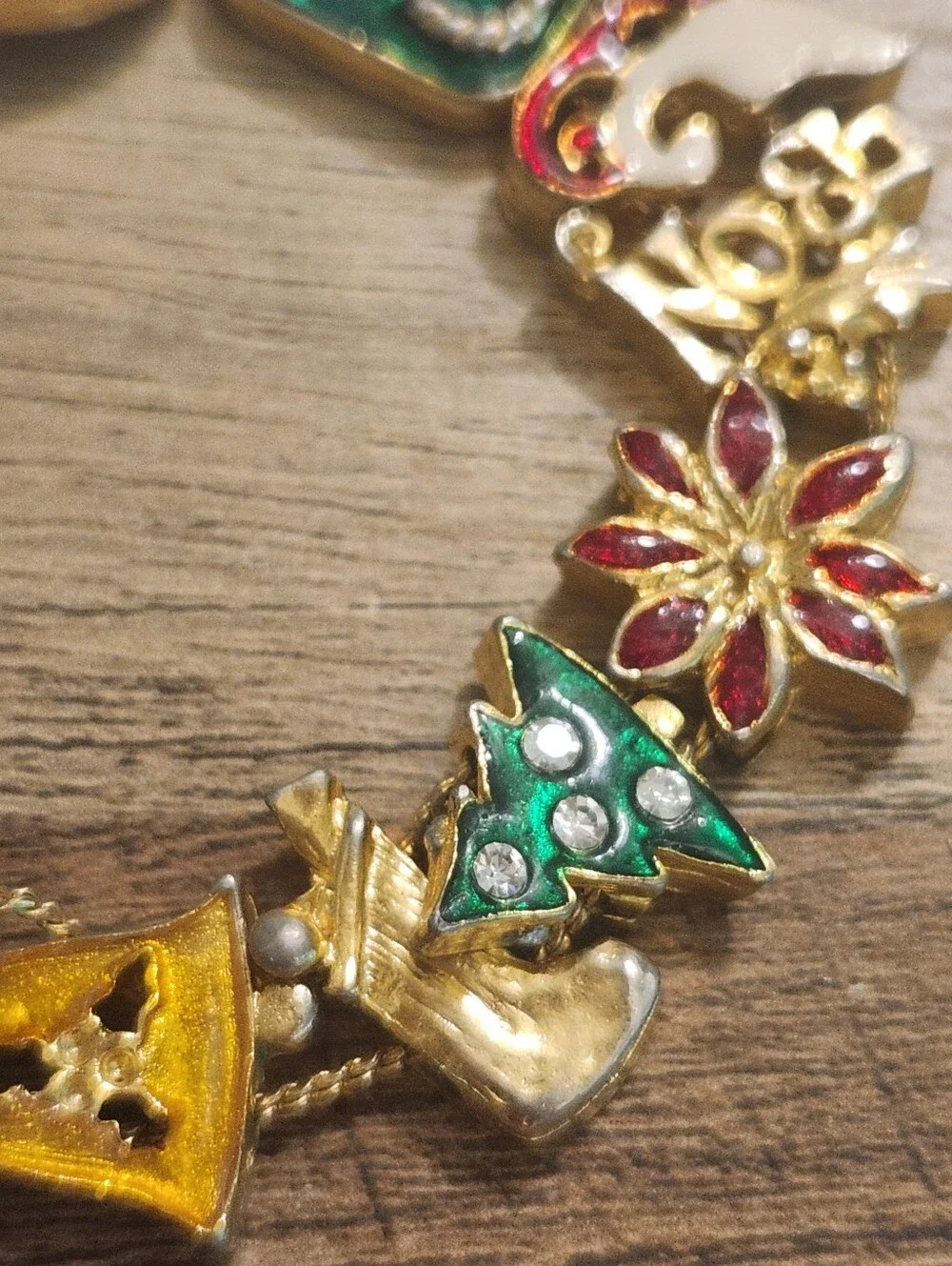 Festive Vintage Multi-Color Holiday Charm Bracelet With Earrings